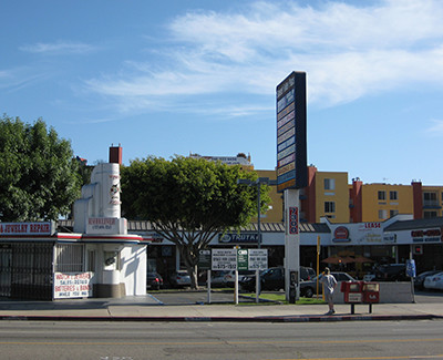 Street level view of Sunset Fuller Plaza